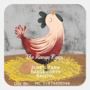 Sticker Carré Commerce d'oeufs de ferme