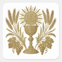 Communion IHS Chalice blé raisins eucharistique