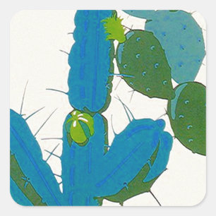Sticker Carré Commutateur AZ d'Avacado de turquoise de cactus de