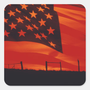 Sticker Carré Composé de Digitals du drapeau américain