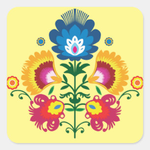 Sticker Carré 💛 💚 💙 Composition folklorique