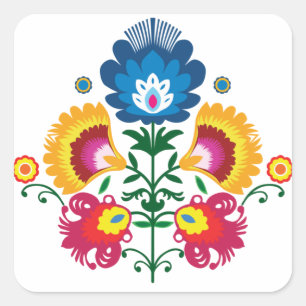 Sticker Carré 💛 💚 💙 Composition folklorique