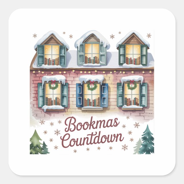 Sticker Carré Compte à rebours Bookmas • 25 jours de lecture de  (Devant)