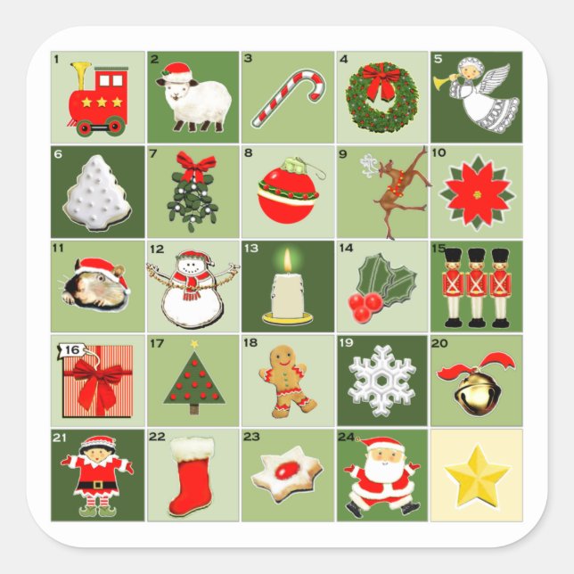 Sticker Carré Compte à rebours de Noël créatif (Devant)