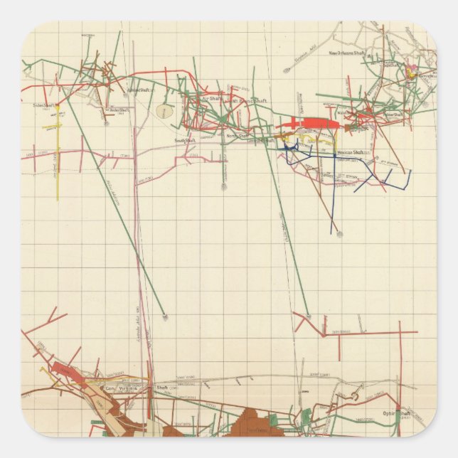 Sticker Carré Comstock Mine Maps Numéro III (Devant)