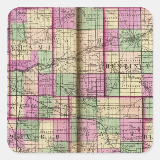 Sticker Carré Comté de Cass et comté de Miami (Devant)