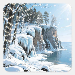 Sticker Carré Comté de Door Wisconsin Noël d'hiver