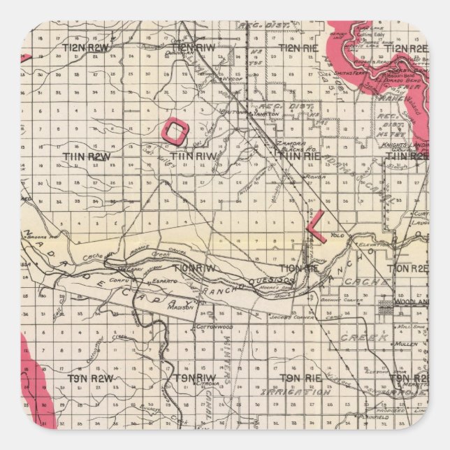 Sticker Carré Comté de Yolo, Californie (Devant)