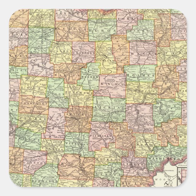 Sticker Carré Comté d'Ohio et Hamilton (Devant)