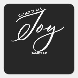 Sticker Carré Comte Tout Joie - Jacques 1:2 Bible