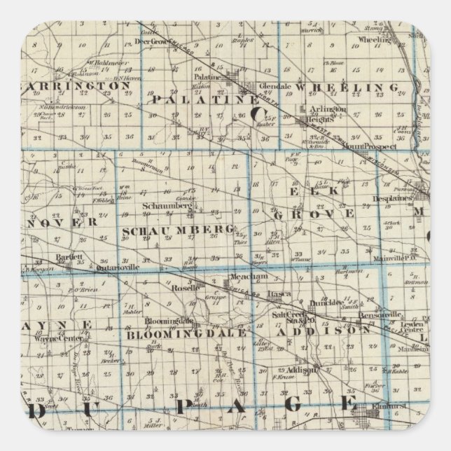 Sticker Carré Comtés de Kane, Du Page, et presque tous Cook (Devant)