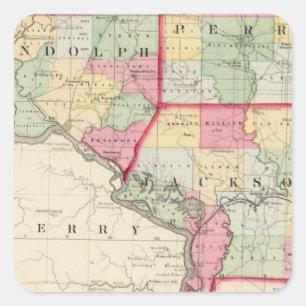Sticker Carré Comtés de Randolph, Perry, Jackson