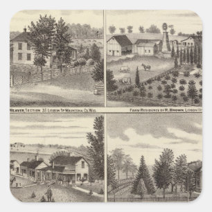 Sticker Carré Comtés de résidences, de Waukesha et de Kenosha