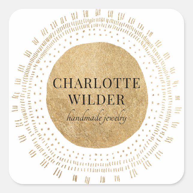 Sticker Carré Concepteur de bijoux Abstrait Gold Circle (Devant)