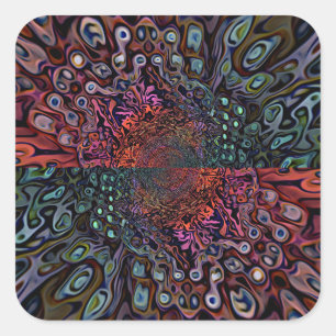 Sticker Carré Conception Abstraite de Kaléidoscope Fractal Élect