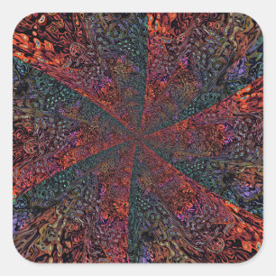 Sticker Carré Conception Abstraite de Kaléidoscope Fractal Élect