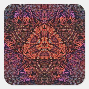 Sticker Carré Conception Abstraite de Kaléidoscope Fractal Élect
