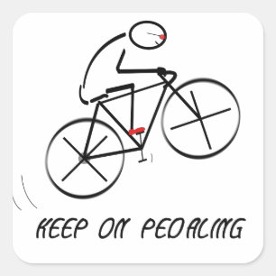 Sticker Carré Conception amusante Bicycliste avec texte "Keep On