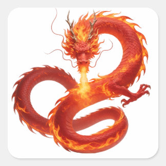 Sticker Carré Conception artistique de fantasy de dragon de feu,