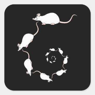 Sticker Carré Conception blanche mignonne de souris. Spirale des