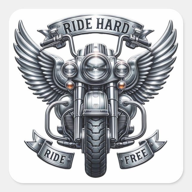 Sticker Carré Conception Classique De Vélo Avec Ailes Et Mots (Devant)