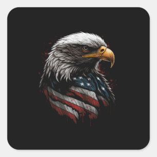 Sticker Carré conception d'aigle avec drapeau américain