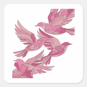 Sticker Carré Conception d'autocollant abstrait rose mignon