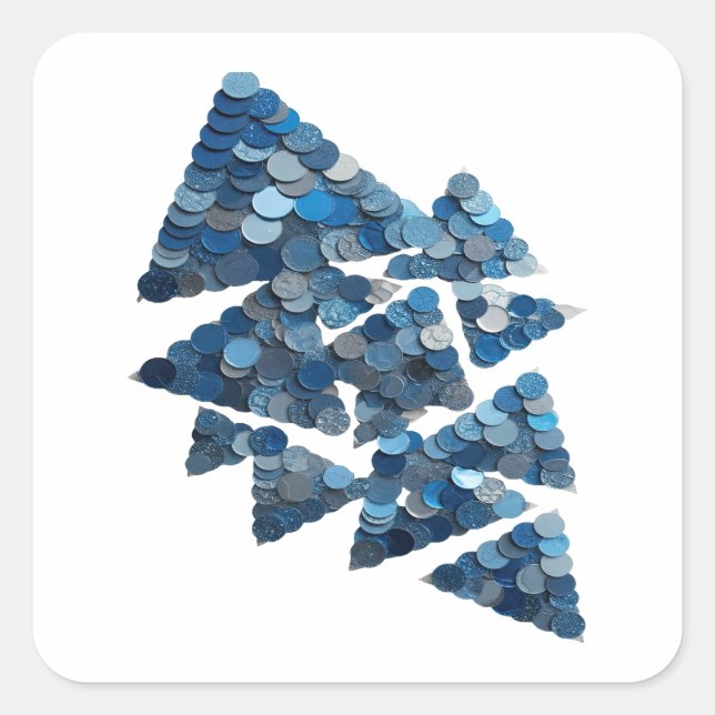 Sticker Carré Conception d'autocollant Arbre BLEU Gris à la mode (Devant)