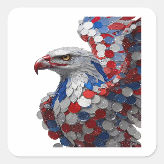 Sticker Carré Conception d'autocollant gris clair AMERICAN EAGLE (Devant)