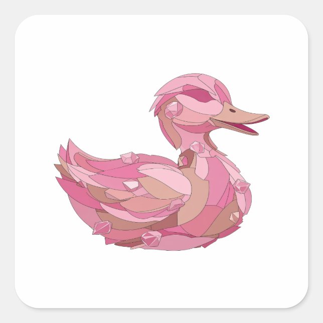 Sticker Carré Conception d'autocollant PINK DUCK WITH DIAMONDS B (Devant)