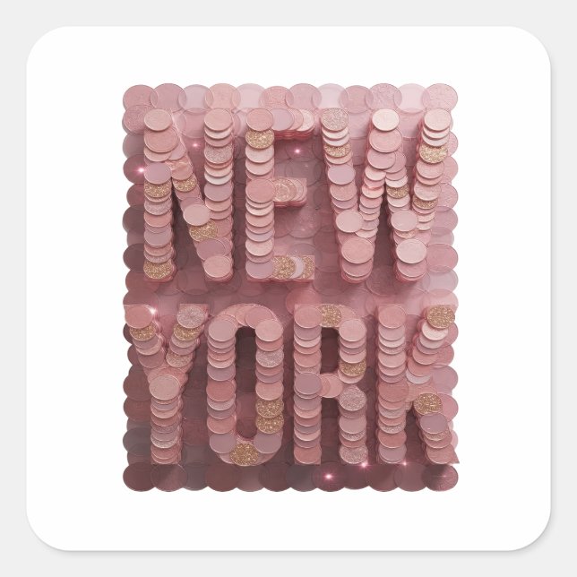 Sticker Carré Conception d'autocollant rose joyeux NEW YORK (Devant)