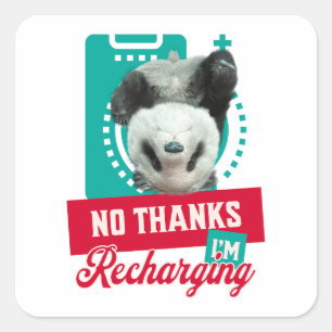 Sticker Carré Conception de Batterie Sociale de Panda en Rupture