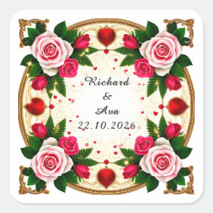 Sticker Carré Conception de cadre floral vibrant