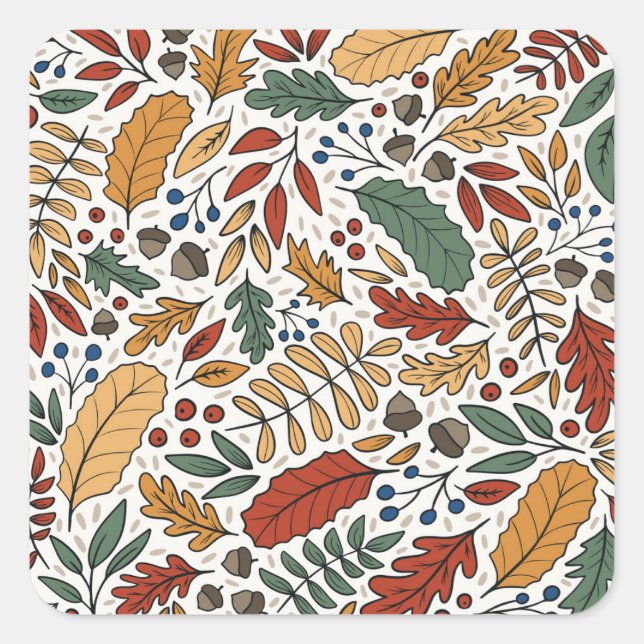 Sticker Carré Conception de Carré feuille couleur automne (Devant)