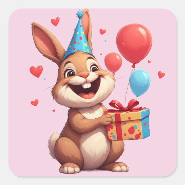 Sticker Carré 🐇 Conception de célébration d'anniversaire de lap (Devant)