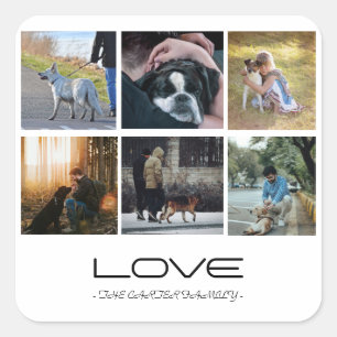 Sticker Carré Conception de collage de portrait de famille Love
