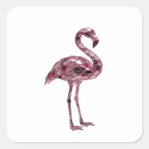 Sticker Carré Conception de décalque FLAMINGO argentée Snappy