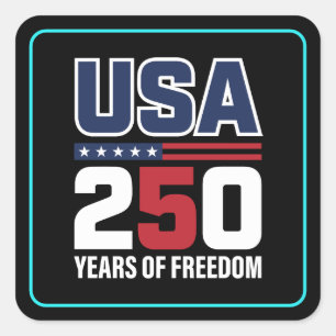 Sticker Carré Conception de drapeau patriotique USA 250 ans de l