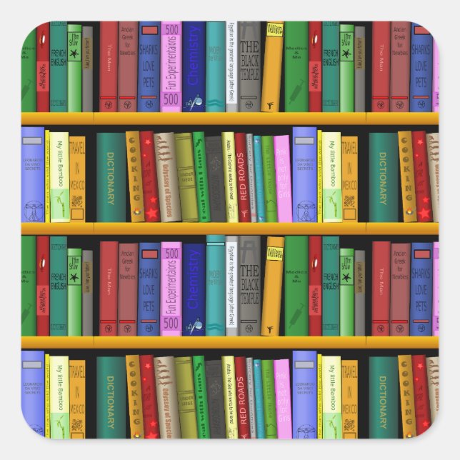 Sticker Carré Conception de la bibliothèque de Personnalisers (Devant)