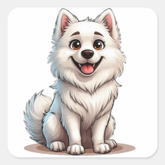 Sticker Carré Conception de maman de chien Esquimau américain ad
