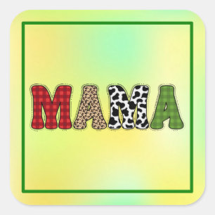 Sticker Carré Conception de motif à carreaux de Mama Noël
