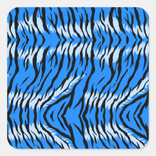Sticker Carré Conception de motif de peau d'animal Tigre Bleu