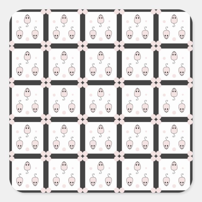Sticker Carré Conception de motif transparent de souris rose - D (Devant)