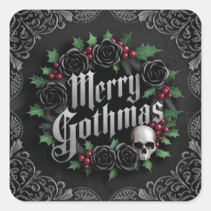 Sticker Carré Conception de Noël victorien gothique - Élégance s