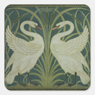 Sticker Carré Conception de papier peint de "cygne, de