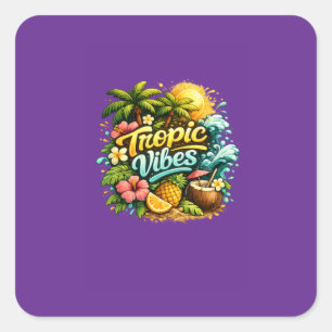 Sticker Carré Conception de paradis tropical Tropic Vibes