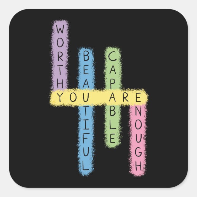 Sticker Carré Conception de puzzle d'affirmations positives colo (Devant)