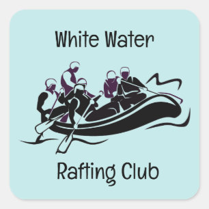 Sticker Carré Conception de Rafting de Rivière White Water