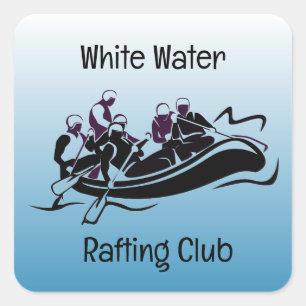 Sticker Carré Conception de Rafting de Rivière White Water