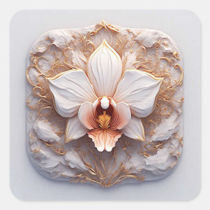Sticker Carré Conception de relief floral élégant avec des détai